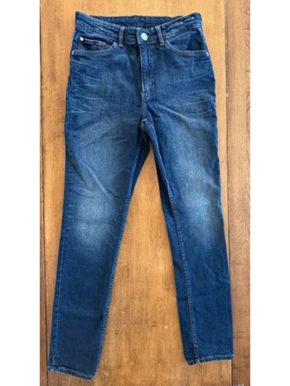 Boys H&M & Denim JEANS Distressed Blue Wash SKINNY FIT Adjustable Waist Sz US 18